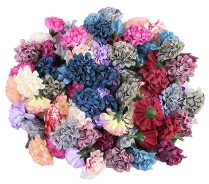 LUNYY 10/30/50 Stück künstliche Mini-Hortensien-Blütenköpfe für Bastelarbeiten, Nelken, Partys, Zuhause, Hochzeit, DIY, Kränze, Festival-Dekor