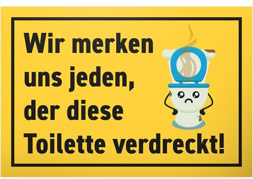 DankeDir! Wir merken uns jeden - Schild 30 x 20 cm - witzig Türschild Deko Herren Wand Gästetoilette Gäste WC - WC Schild zum aufhängen Toilette Klo Schild lustig Kloschild