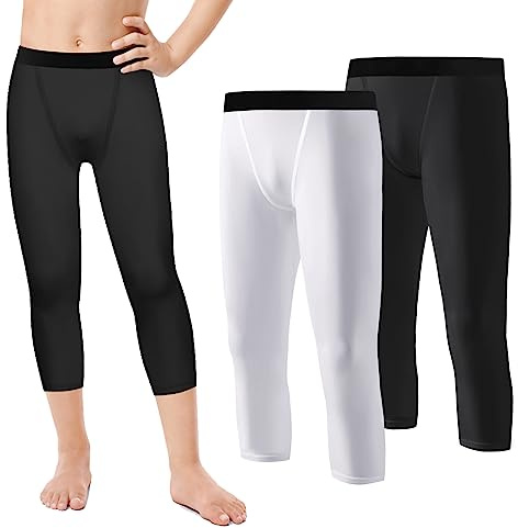 Valcatch 2 Pack 3/4 Pantalon de Compression Capri pour Les Jeunes garçons, Legging serré, Couche de Base athlétique pour l’entraînement de Basket-Ball