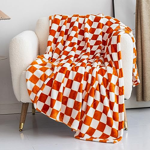 Hixingo Kuscheldecke Fleecedecke Wolldecke, Mikrofaser Sofa Überwurfdecke Kuscheldecke Flauschig Sofadecke, Weich Sofaüberwurf Couchdecke Wohndecke Fleecedecke (150x200cm,Orange)