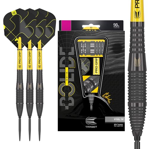 Target Darts Bolide Void 90% Tungsten Dart Set, Steel Tip Swiss Point Darts | Barrel 05, 26G | Professional Darts Sets, Black Darts, Swiss Point Tool Included