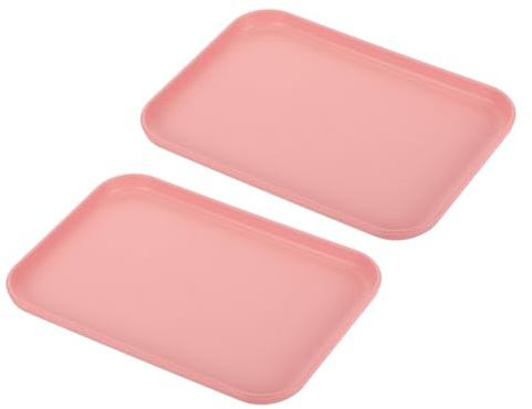 PATIKIL 2 Stücke Klein Serviertablett, 24cm x 17.5cm Kunststofftablett PP Fast Food-Tablett Wiederverwendbar Rechteckig Tabletts Servierplatte für Küche Esszimmer, Rosa