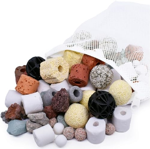 MUYYIKA Filtre d'aquarium - Accessoires pour filtre d'aquarium - Anneaux en céramique - Médium filtrant biologique - Anneaux en céramique - Boules biologiques poreuses - Filtre biochimique - 800 g