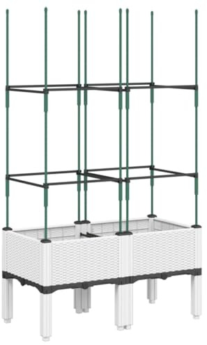 vidaXL Fioriera da Giardino con Graticcio Bianco 80x40x142,5 cm PP