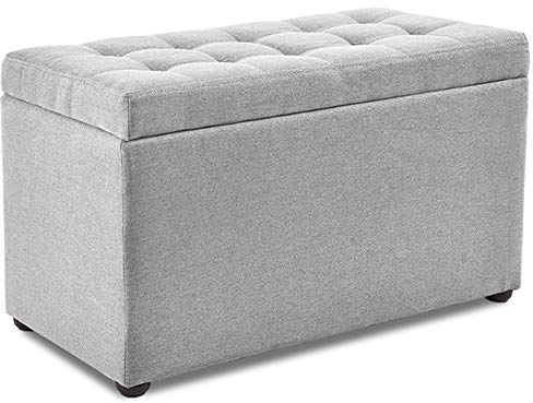 Generisch Fußbank,Brandschutz-Klappaufbewahrung, rechteckige Stoffaufbewahrung, getuftetes Design, einfache Sofabank für Zuhause, Traggewicht: 200 kg, 60 x 30 x 35 cm (Farbe: Braun) (Grau)
