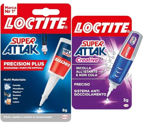 Loctite Super Attak Precision Plus, Colla liquida trasparente con beccuccio extra lungo & Creative, Colla liquida trasparente con applicatore a penna