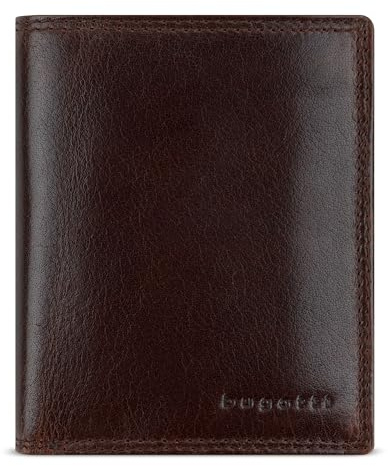 bugatti Savona Herren Geldbörse aus echtem Büffelleder, Portemonnaie mit RFID-Schutz, Hochformat, Braun