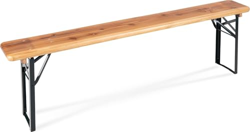 Stagecaptain BBB-170 Hirschgarten Bierzeltbank - Robuste, Lange Bierbank (170 cm) - Stabile Metallscharniere - Lackierte Oberfläche - Zusammenklappbar - Stahlgestelle - Sitzfläche aus Holz - Natur