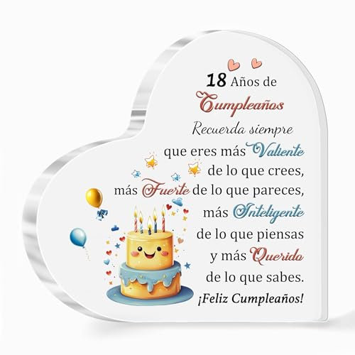 Placas Acrílicas 18º Cumpleaños Regalos Inspiradores Mujeres Dieciocho Años Hombres Signos Forma Corazón Fecha Nacimiento Animar Apreciar Signos Amigas Amigos Hermana Hijo Hija Recuerdos