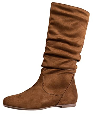 Bottes pour femmes, imperméables, doublées, avec talon, bottines plates en daim, bottes basses, antidérapantes et résistantes à l'usure, bottes à enfiler, confortables, fermeture éclair, thermiques,