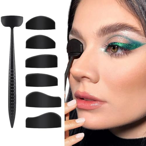 1-teiliges Eyeliner-Set, 6-in-1-Lidschattenstempel aus Silikon, schnelles Augen-Make-up-Tool für Anfänger, Lazy-Lidschatten-Fixierstift, Lidschatten- und Eyeliner-Applikator für Frauen und Mädchen
