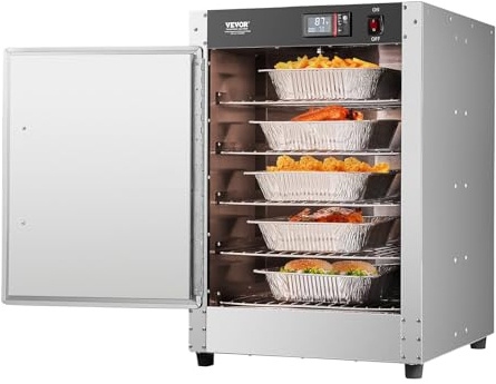 VEVOR Hot Box Food Warmer, Scaldavivande a 5 Ripiani con Vassoio per l'Acqua, 5 Teglie, Singola Porta e Ripiani Regolabili, Armadio Scaldavivande in Acciaio Inox, Ideale per Conservare Ristorante