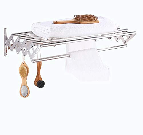 Porte-serviettes extensible sur porte avec double rangement pour salle de bain sans perçage