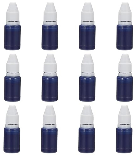 PATIKIL Recambios de tinta para sellos de 0.33oz, 12 piezas de 10ml para almohadillas de oficina, sellos automáticos, fechadores, scrapbooking, azul claro