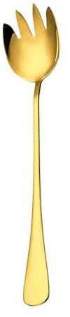 SLEDEZ Stainless Steel Salad Fork Spoon Salad Fork Spoon Buffet Serving Spoon 28cm 4pcs(Gold)