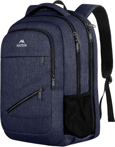 MATEIN Laptop Backpack, 17 Inch College Backpack for High School, Large Travel Rucksack Water Resistant Laptop Bag Business Work, Anti Theft TSA Rucksack for Men Women-Dark Blue