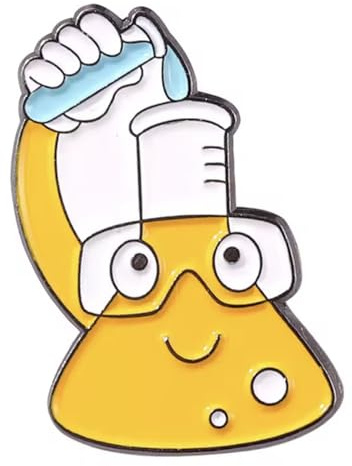 Beaker Self Pour Pouring Smiley Face Cute Kawaii Science Chemistry Chemical Lab Assistant Laboratory Scientist Research Medical Safety Goggles Equipment 1.1 Enamel Pin Badge