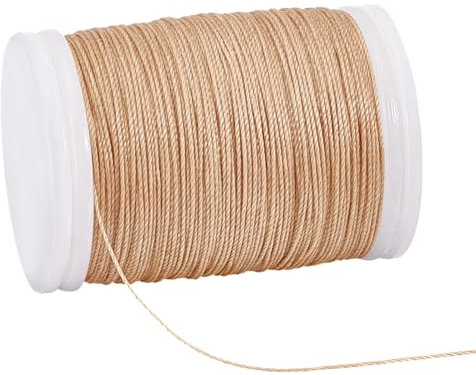 PH PandaHall 0.5mm Waxed Cord, 130 Yards Wax Cord Twine Beading Cords Brown Wax Polyester Threads Waxed Beading String for Sewing DIY Bracelet Necklaces Dreamcatcher Jewelry Macrame Project