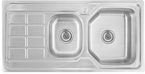 Preero 100x50X18 Küchenspüle Edelstahl 304,2 Becken, eckig,Spülbecken, Abtropffläche links