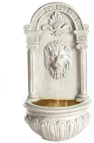 Fontana da giardino all'aperto con luce a LED in resina a innesto Beige