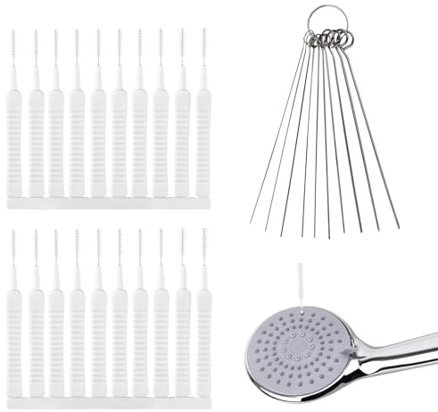 20pcs Shower Head Cleaning Brush, with 10pcs Cleaning Picks Small Hole Cleaner Tool Anti-Clogging Mini Crevice Shower Head Bristle for Nozzle Gap Household Bathroom