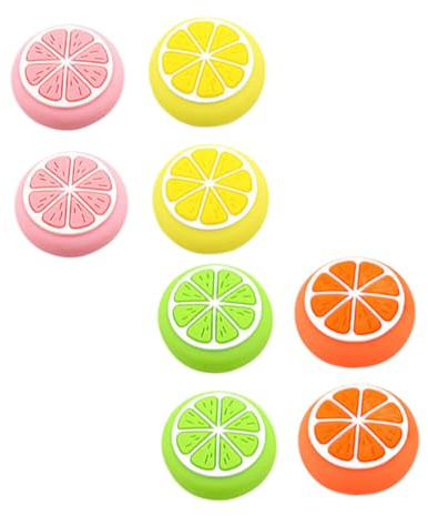 UTHCLO Tapas De Joystick De Silicona Diseño De Limón para Gamers, Antideslizantes y Resistentes, Paquete De 8 Unidades Multicolor, Protectores Compatibles para Controladores Juegos Portátiles