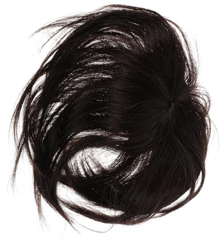 FIXOSHEE Haarteil Für Frauen Oberkopf Echthaar Clip in Haarverlängerung Dünnes Haar Abdeckung Weich Atmungsaktiv Braun 15cm