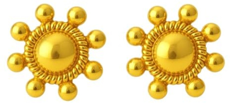 Boucles d'oreilles à tige en or jaune fin certifié 18 carats en forme de tournesol