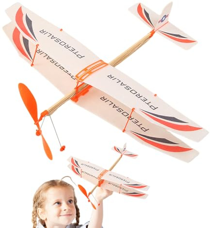 Rubber Band Airplane Kit - Elastic Powered Glider Airplane | Biplane Aircraft Model Kit, Elastic Band Aircraft Models, Hand Launched Aircraft Model Toys | Kitt