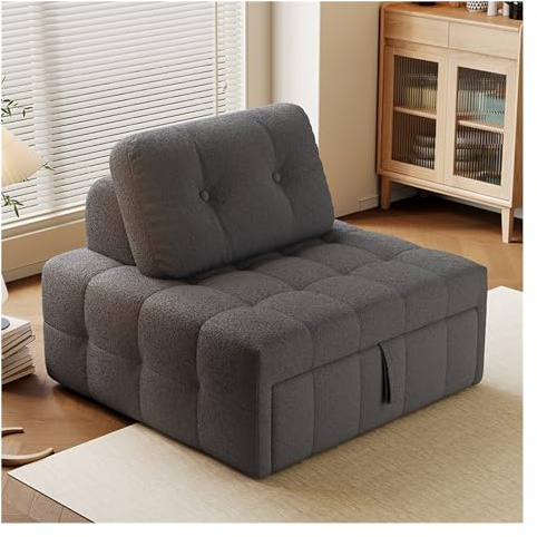Avkoppling Konvertibel hopfällbar bäddsoffa - sovstol med kudde, sovstolssäng for vardagsrum/sovsal/gästbruk/hemkontor/lägenhet, enkelstorlek Sömn(Dark grey,80cm)