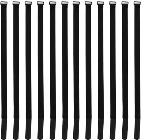 DIYEAH Lot de 12 Sangles de Fixation Réglables pour Parasol de Terrasse Sangles Anti-Vent 25 MM X 600 MM Attaches Réutilisables Noires pour Stabilisateur Parasol Jardin Protection