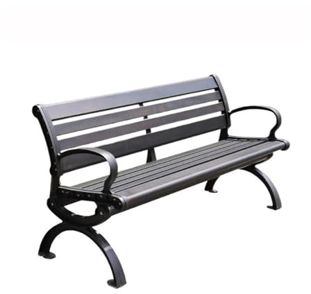 Bänkar, Svart retro aluminium fritidsbänk for flera personer parkbänk 1,5/1,8 m(L)