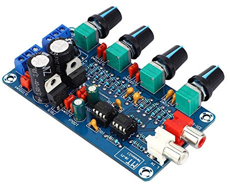 CHICIRIS NE5532 Preamplifier Board, 10X Op Amp IC Socket with Treble Mediant Bass Volume Control, Dual AC 12V 18V Power Supply for HIFI Stereo
