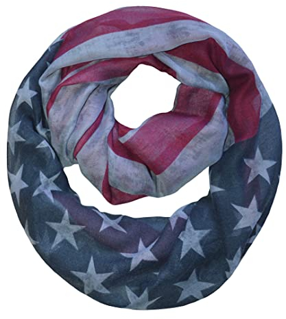 thb Richter Loopschal Amerika/USA Flagge Loop Schal Halstuch Schlauchschal Rundschal Vintage Stars and Stripes Blaugrau