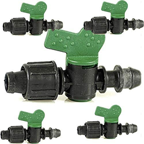 Suinga 5 x Absperrventil Tropfschlauch 16 mm am Anschluss. Ableitventil mit Dichtung, das direkt zum Hauptbewässerungsrohr führt, um den 16-mm.