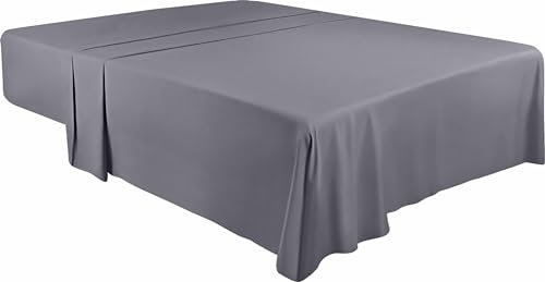 Utopia Bedding - Flat Sheet Single Size - OEKO-TEX Certified - Easy Care Soft Brushed Polyester - Microfiber Fabric - Wrinkle, Shrinkage and Fade Resistant - Grey