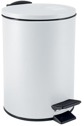 Spirella SP2279 Kosmetikeimer 3 Liter Edelstahl mit Absenkautomatik und Inneneimer Adelar Badezimmer Mülleimer Softclose Abfalleimer weiß, White, 3 litres