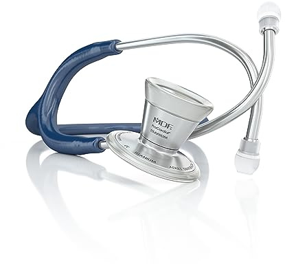 MDF® ProCardial kärna lättvikts stetoskop i titan – med titanbyststycke och headset MDF797T04, Marinblå