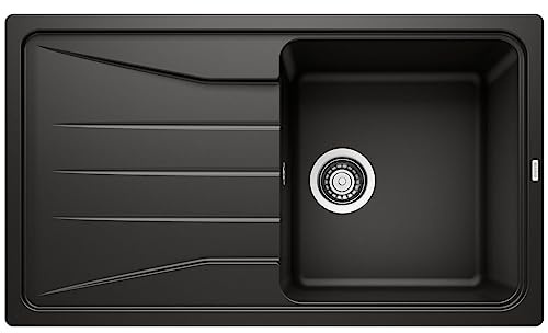 BLANCO SONA 5 S | Granitspüle aus SILGRANIT schwarz | [86x50x20,2 cm] | für 50 cm breite Unterschränke | Reinigungsfreundliche Öberfläche | Großes Becken | reversibel