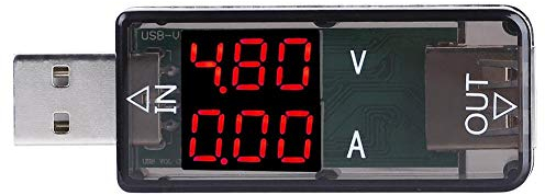 USB-Digitalmultimeter, Farb-LCD-Voltmeter-Amperemeter Zweireihig Zeigt das Strommesser-Multimeter-Ladegerät, USB-Tester an(Schwarz)