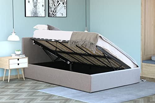 Home Treats Side Lift Ottoman Bed Single | Gas Lift Bed Frame With Under Bed Storage | Grey Bed Frame With Storage 3FT (Single, No Mattress)..