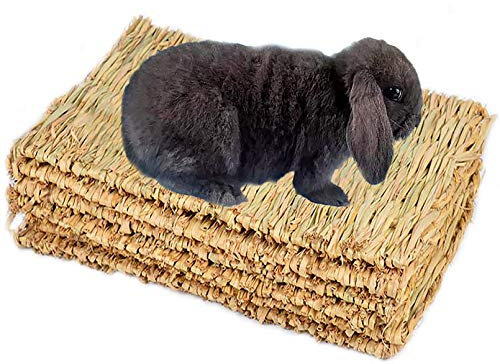 PINVNBY Natürliches Gras, gewebte Matte, Kleintier-Bettwäschenest, Meerschweinchen, Kauspielzeug für Papageien, Kaninchen, Hamster, Ratten, 6 Stück
