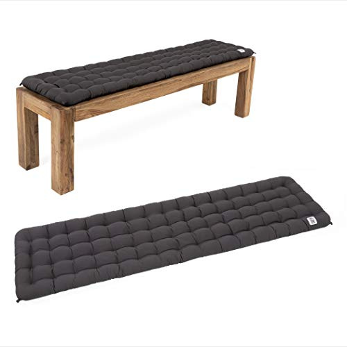 HAVE A SEAT Luxury - Bankauflage für Sitzbank (180x40 cm), bequemes Sitzpolster für Bank - orthopädisch, wetterfest, waschbar 95° C, Trockner geeignet, Made in Germany (180x40 cm - Grau/Anthrazit)