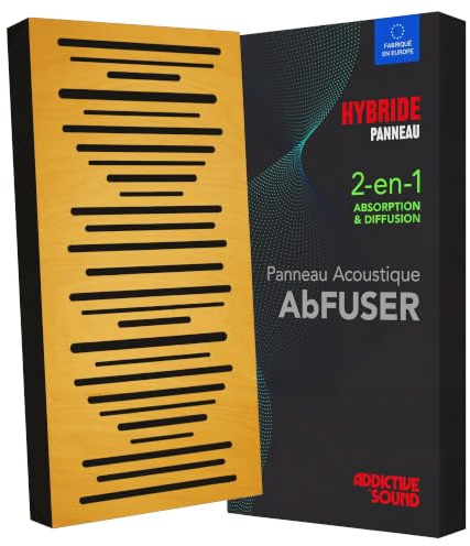 Addictive Sound Panneau Acoustique Mural 'AbFuser WOOD' 100x50x11 cm - Diffuseur Acoustique Bois - Panneaux Acoustiques Pour Home Studio Musique - Panneau Bois Mural - Panneau Acoustique Bois - Jaune