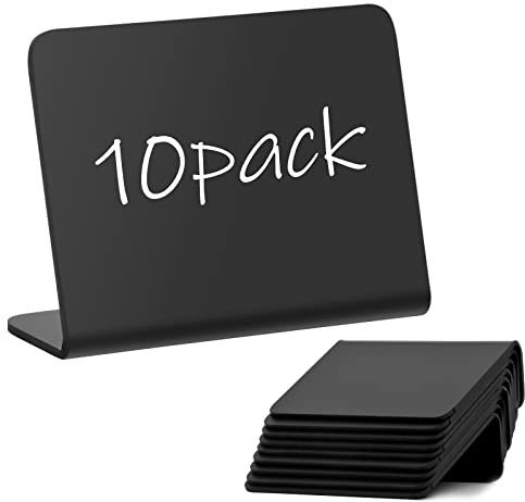 NATUCE 10 Mini Kreidetafel Set,Kleine Kreidetafeln zum Beschriften,Tischkarten Kunststoff,Stehende Kreidetafel für Preisschilder Bäckerei, Café, Hochzeitstisch, Festtafel, Küche Dekoration 10x7 cm