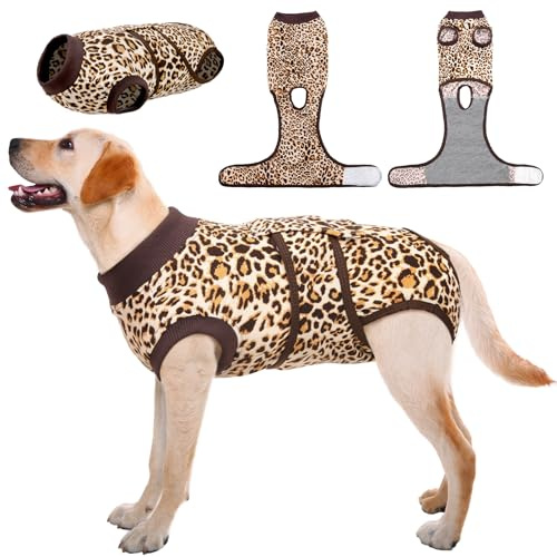 Kuoser Hundebody nach Operation für Rüde & Hündin, OP Body Hund, Braun 2XL | Atmungsaktiver E-Halsband Alternativkörper, Anti-Wundlecken Katzenbody nach Kastration, Body für Hunde mit Klettverschluss