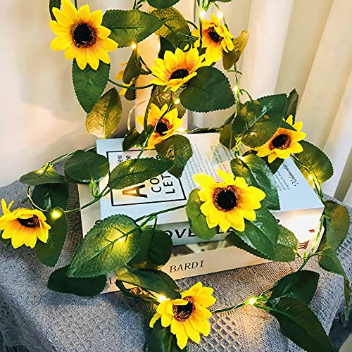 Riaxuebiy Künstliche Blumen, Girlanden, künstliche Sonnenblumen, künstliche Seide, zum Aufhängen an Weinreben, für Haus, Garten, Hochzeit, im Freien, Bogen für Partys, Dekoration (D-2M)