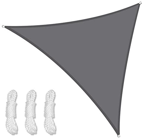PRELGOSP Voile Dombrage Triangulaire, Imperméable Toile Tendue Terrasse de Bloc UV de 98%, Voile D'Ombrage pour La Cour ExtéRieure de Jardin de Pelouse de Patio (4x4x4m,Grey)