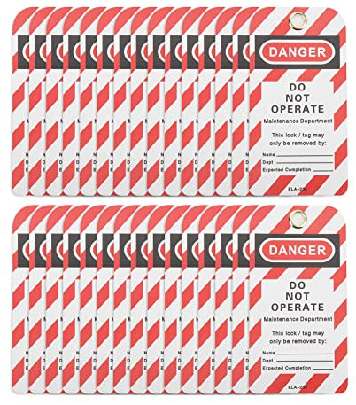 Sonew Lockout Tags, 30PCS Lockout Tag Rewritable PVC Safety Padlock Tag Do Not Operate Danger Warning Sign Reusable for Industry Chemistry