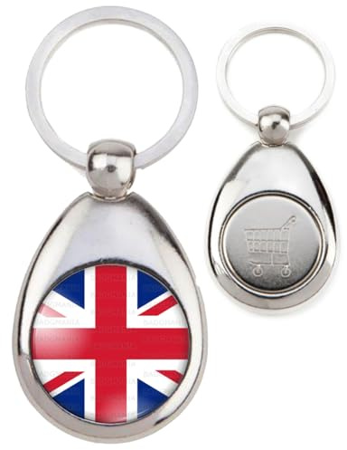 BADGMANIA | Porte Clés Métal Jeton de Caddie | Drapeau Royaume-Uni Union Jack Flag Angleterre Anglais